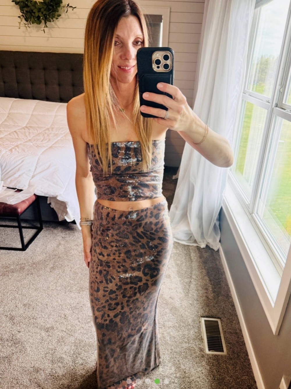 NWT Babyboo Fashion Sequin Leopard Print Maxi Skirt & Tank Set - Small - Picture 4 of 16